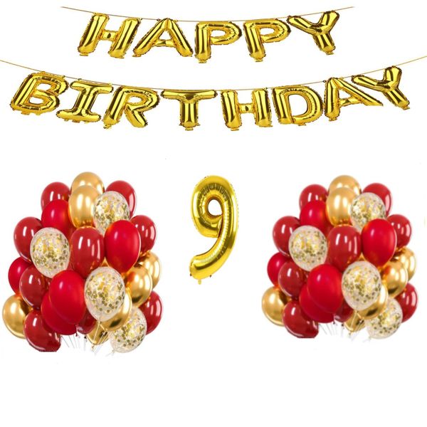 Red and Gold Balloon Set 9 years