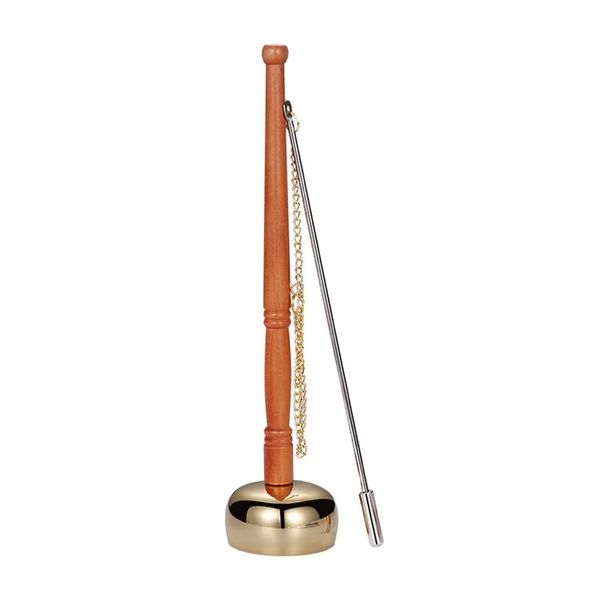 Craft Copper Hand Call Bell With Wooden Handle 26cm