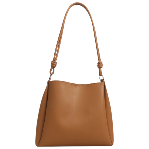 Modern PU Leather Shoulder Tote Bag - Khaki