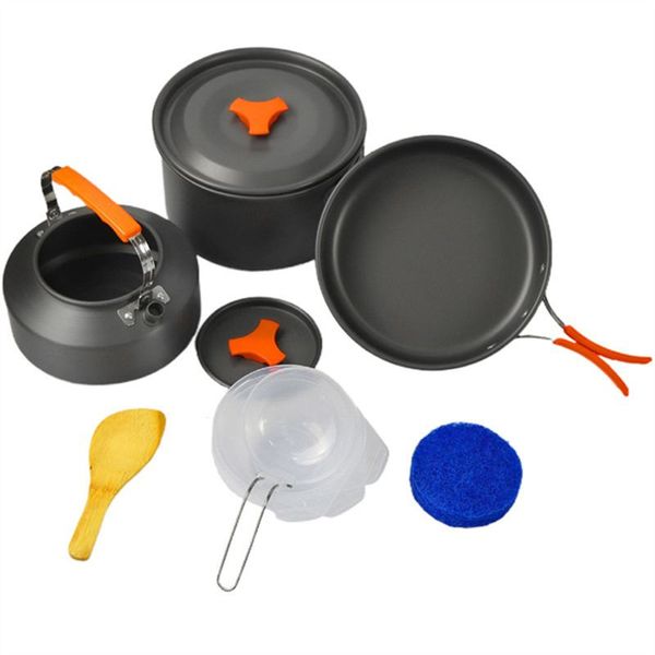 Outdoor Camping Folding Cookware Mess Kit For Camping Picnic Orange
