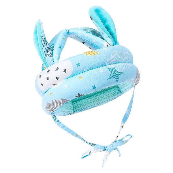 Cute Rabbit Ears Toddler Baby Safety Head Protector Helmet - Light Blue