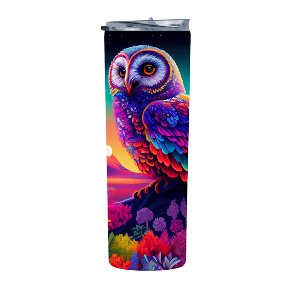 Artistic Colorful Owl 20oz Insulated Skinny Tumbler With Straw 002