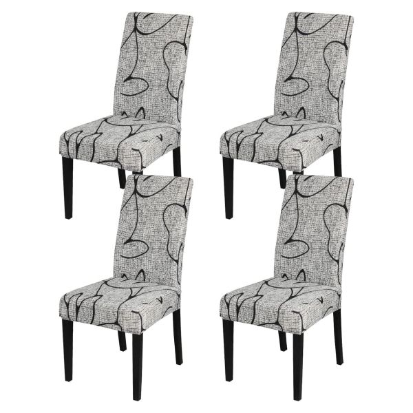Pattern Washable Parsons Chair Slipcovers - 4 Pack - Grey