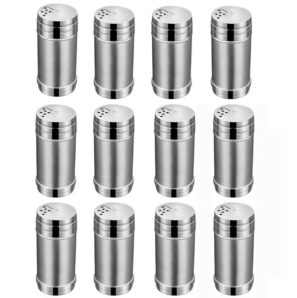12-Packages Seasoning Bottle, Stainless Steel Spice Jar with Rotating Lids