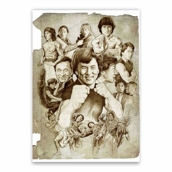 Jackie Chan Drawing Collage Poster - A1