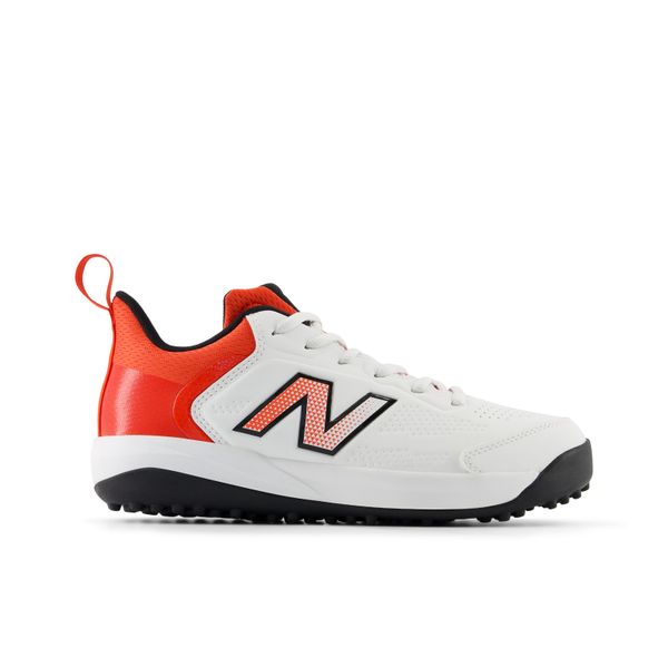 New Balance Youth 4020 v6 Cricket Turf Shoes - White/Neo Flame/Black