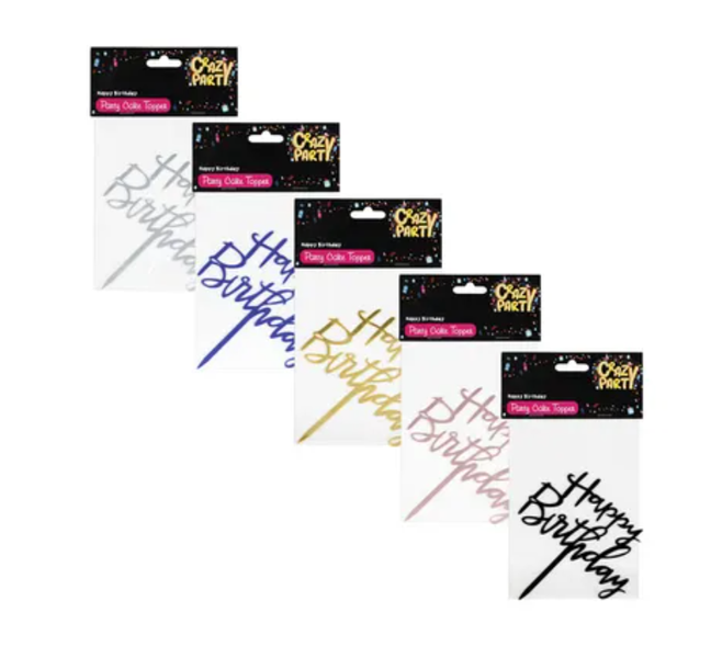 Crazy Party - Happy Birthday Cake Topper x 5