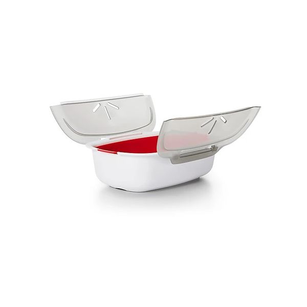 Red/White Microwave Steamer - Plastic