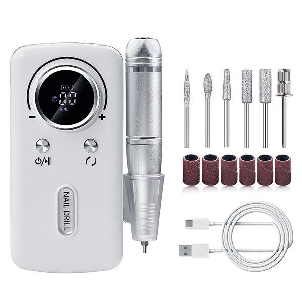 Nail Drill Machine 45000RPM Rechargeable Electric File White