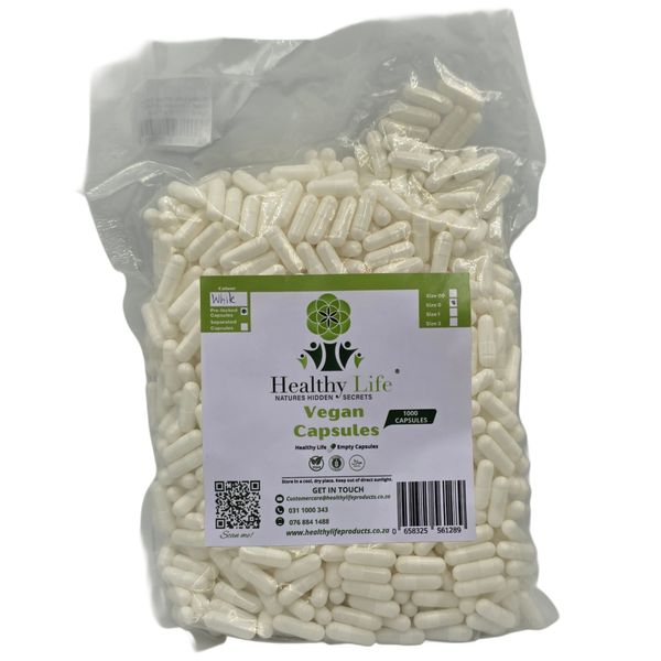 Healthy Life- White Empty Vegan Capsules HPMC/ Size 0- 1000 in a Pack