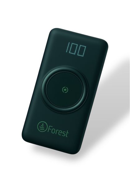 Forest 10000mAh Wireless Power Bank with LED Display &amp; Built-In Cables