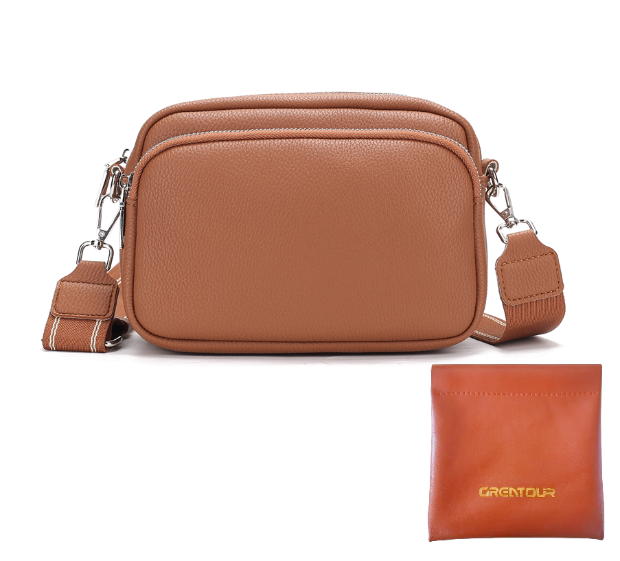 GREATOUR Chic Crossbody Shoulder Bag with Wide Strap and Handy Pouch Combo