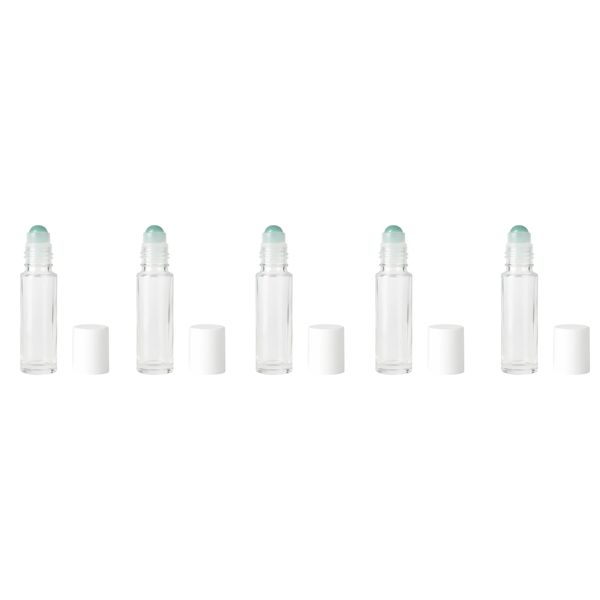 5 Pack 10ml Roll-On Glass Bottles With Caps-Refillable Aromatherapy Bottles