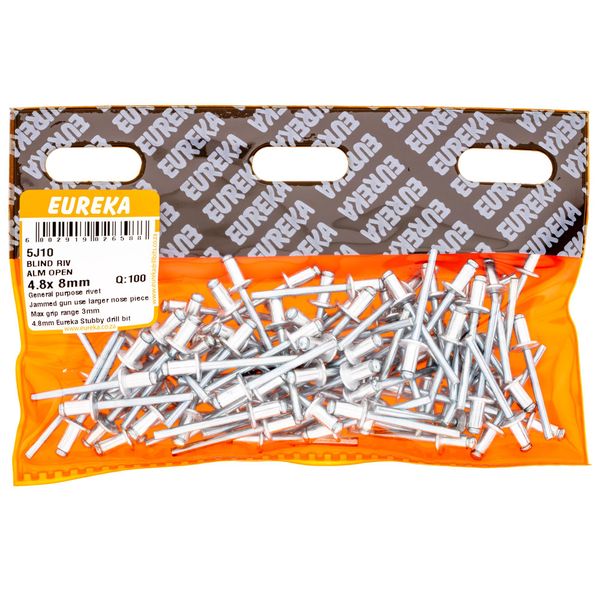 EUREKA Blind Rivet Aluminium Open 4.8 x 8mm Q:100 5J10