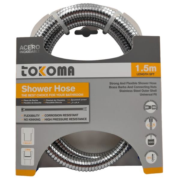 Tokoma 1.5m Stainless Steel Shower Hose - Flexible &amp; Corrosion Resistant
