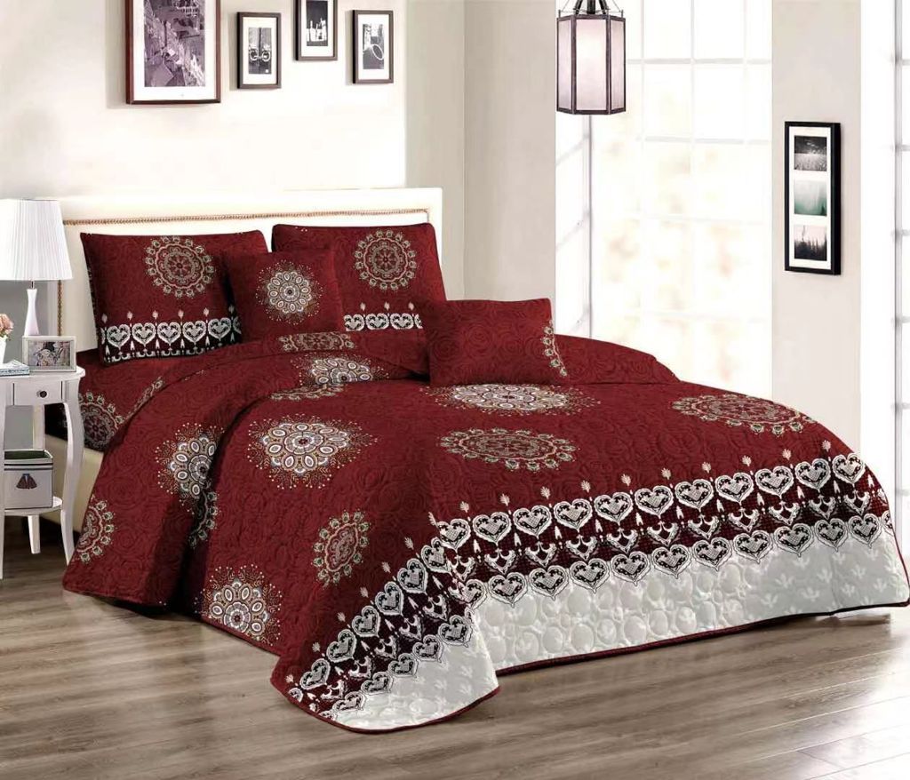 Large Design Brown 5 Pieces Quilted Bedspread Set | Shop Today. Get it ...