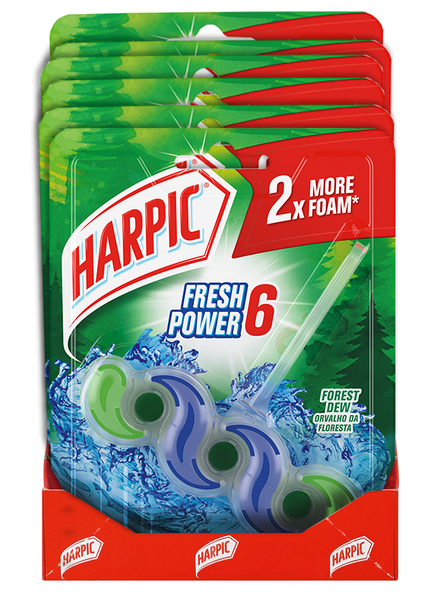 Harpic 6 x 35g, Fresh Power 6, Toilet Rim Cleaner, Forest Dew