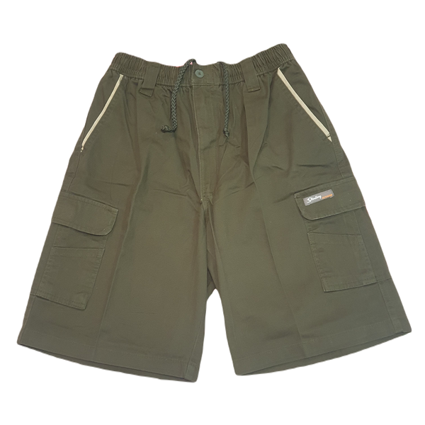 Sterling 21cm Elasticated Waist Cargo Shorts Olive - Green - 28 X 21 In
