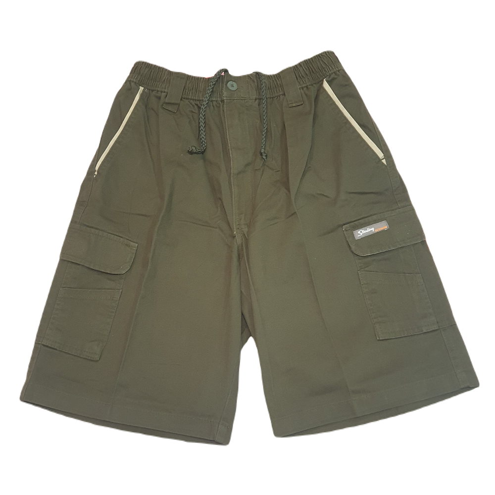 Sterling 21cm Elasticated Waist Cargo Shorts Olive - Green - 28 X 21 In ...