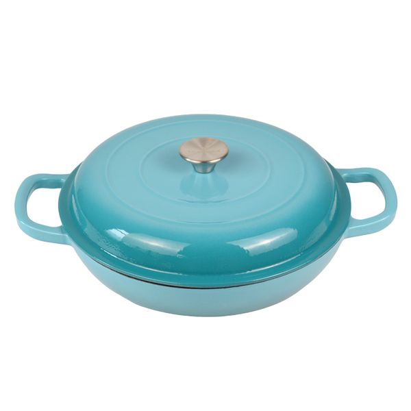 La Cocina Cast Iron Shallow Casserole 30cm (3.5Liter) Turquoise