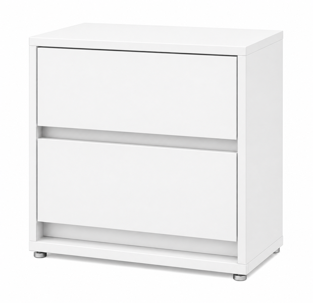 Nightstand Cabinet Contemporary Bedside Table with 2 Drawers Pedestal White