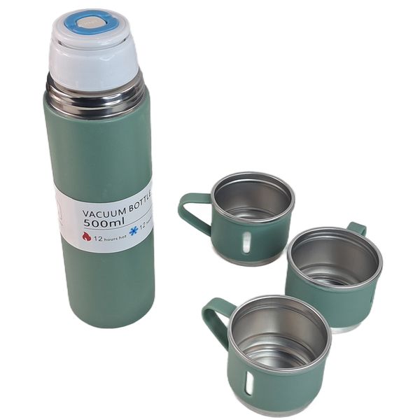 500ml Vacuum Flask with 3 Small Cups - Thermal Insulated Bottle