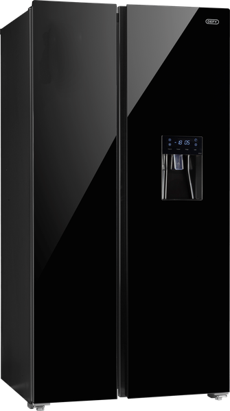 Defy DFF456 91cm 496L Side by Side Fridge Freezer No Frost with Water Dispenser Mirror Black Glass