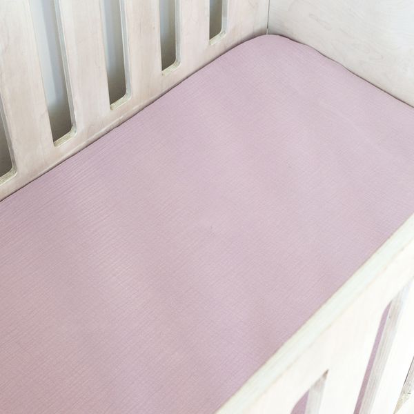 Phlo Studio- 100% Cotton Dusty Pink Muslin Cot Fitted Sheet