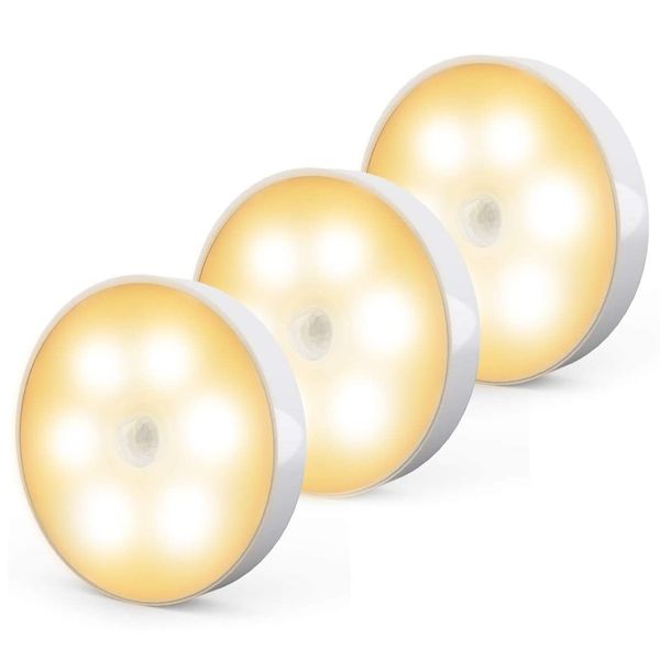 Set of 3 Rechargeable LED Motion Sensor Lights - White