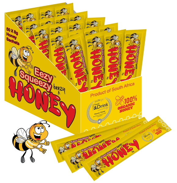 Eezy Squeezy Honey Sachets - 50 x 8g Sachets of 100% Pure Natural Honey