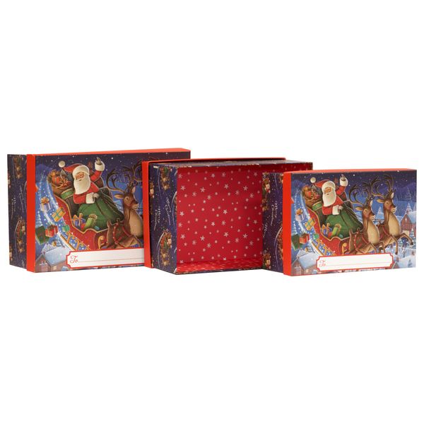 3 Nested Christmas Gift Boxes - Father Christmas Assorted Sizes