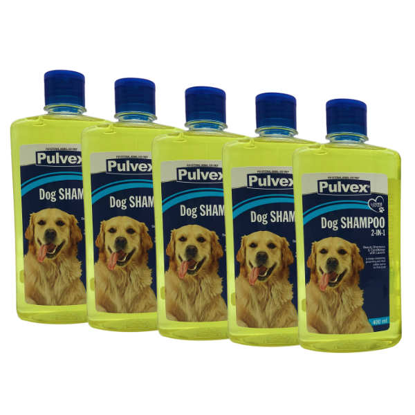 Pulvex Dog Shampoo 2-IN-1 with Conditioner &amp; Lanolin 400ml - Pack of 5