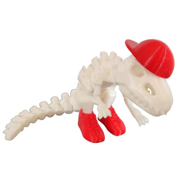 Articulated T-Rex Skeleton Toy with Interchangeable Cap &amp; Sneakers
