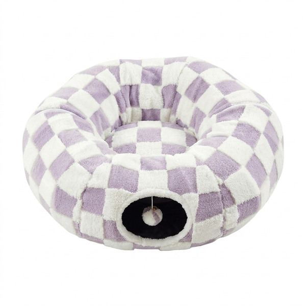 Zugo Cat Tunnel Bed Lilac Check