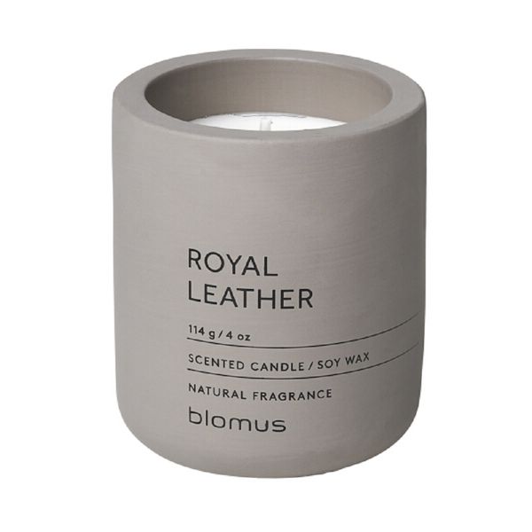 Blomus Scented Candle: Royal Leather in Grey Container Fraga 6.5cm Diameter