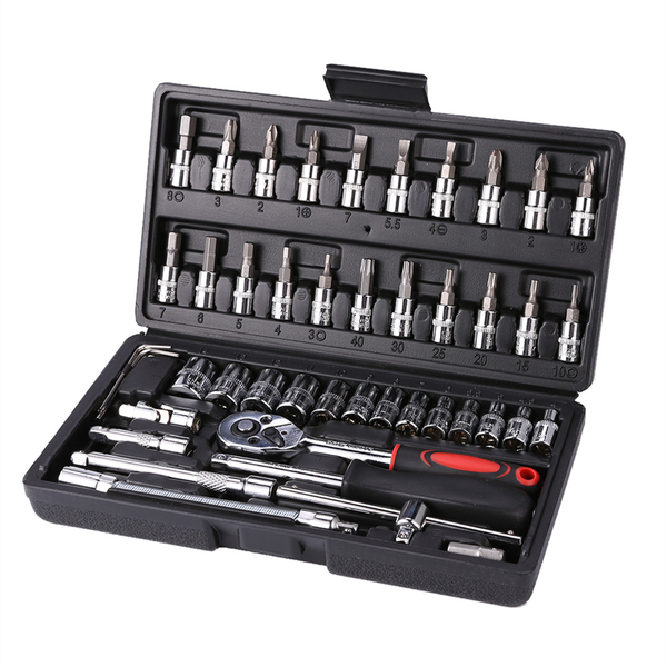 46Pcs Socket Ratchet Car Repair Tool Wrench Set Head Ratchet Pawl Socket Sp