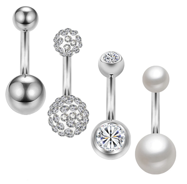 Cosmic Stainless Steel Belly Ring Set of 4 - Belly Bar Variety Pack