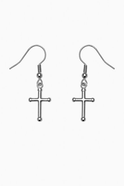Cross Earrings - Silver
