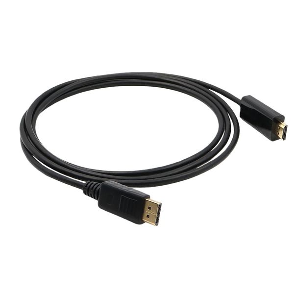 DP to HDMI Adapter Cable 1.8M Black Compatible with Desktop Laptop PC TV