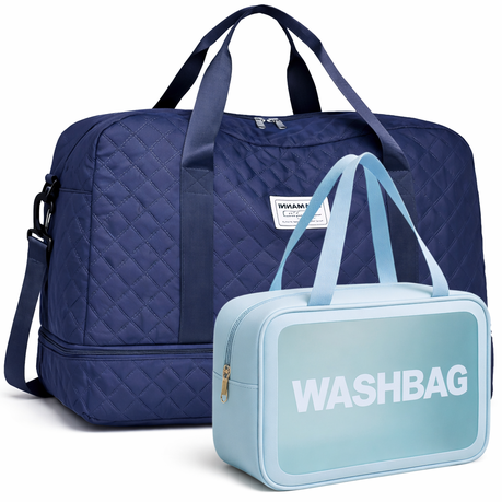 Quilted Large Capacity Travel Gym Duffel Bag With XXL Vanity Case Image