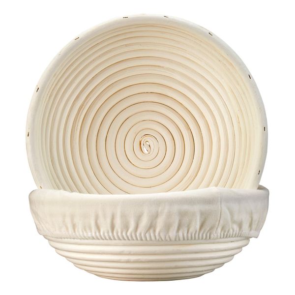 Round Bread Baskets,Natural Rattan Banneton for Proofing, 2-Pack 30×8cm
