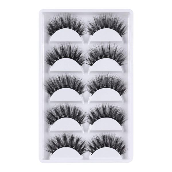 5 Pairs of 3D Natural Fluffy Handmade Lashes, Reusable Soft Long Lashes