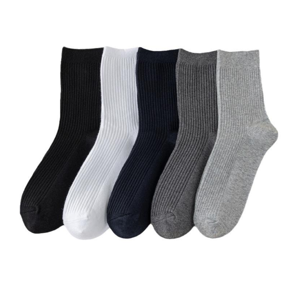 Men's Cotton Socks Mid-calf Breathable Socks Business Sports Socks - 5 Pairs