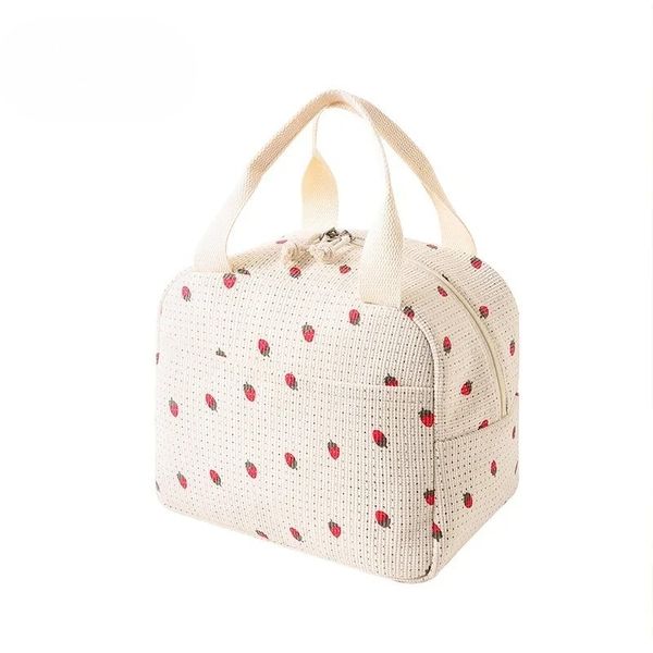 Corduroy Lunch Bag Thermal Insulation Lunch Box Storage Handbag