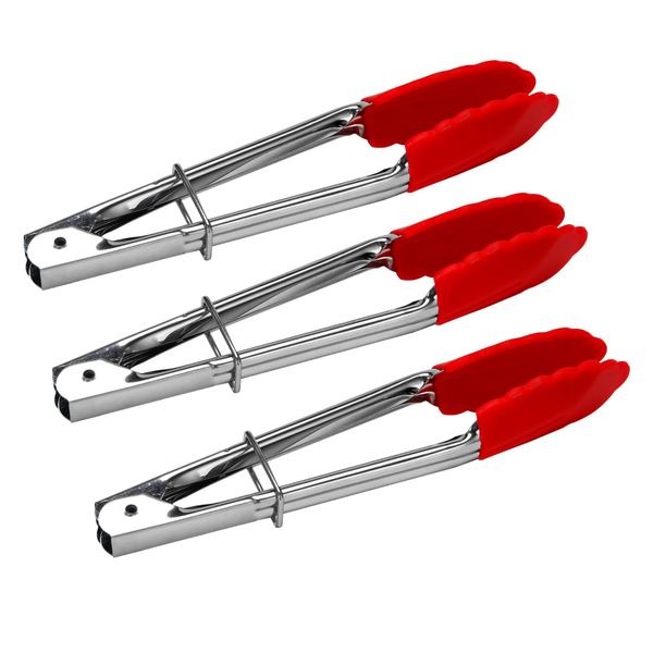 Small Tongs With Silicone Tips 7 Inch Kitchen Tongs - Set Of 3 - Perfect Fo