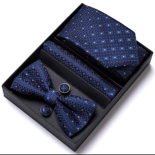 6 Piece Gift Box Men's Bow Tie Set Handkerchief Cufflinks Necktie Set
