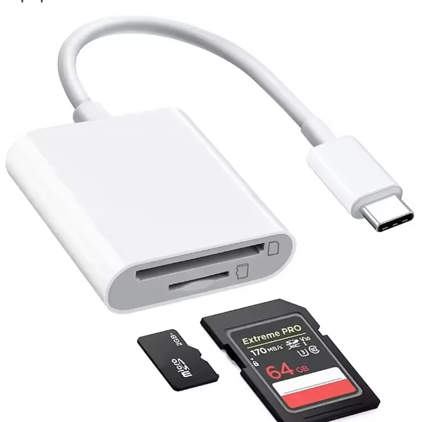 2-in-1 USB OTG Type C Hub TF SD Card Reader for Phone Pad Laptop White