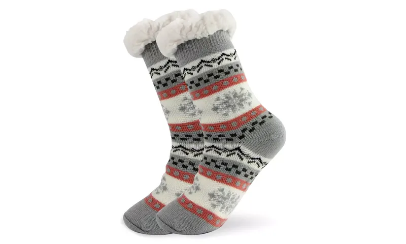Winter Slipper Fuzzy Fleece-lined Socks Rubber button Anti Slip 5-11 - g