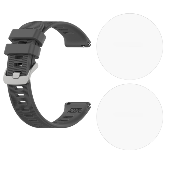 20mm White Silicon Band &amp; 2 Screen Protectors For Garmin Forerunner 55