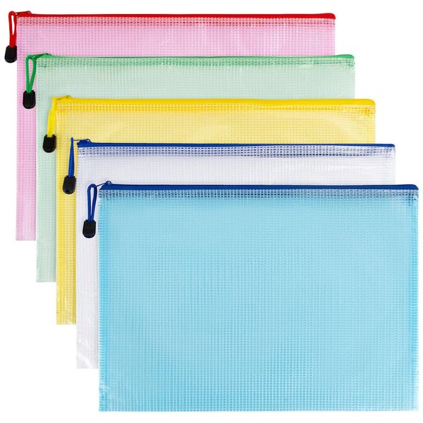 20PCS Zipper Document Bags File Pouch Lock Bags Mesh A4 Waterproof Storage